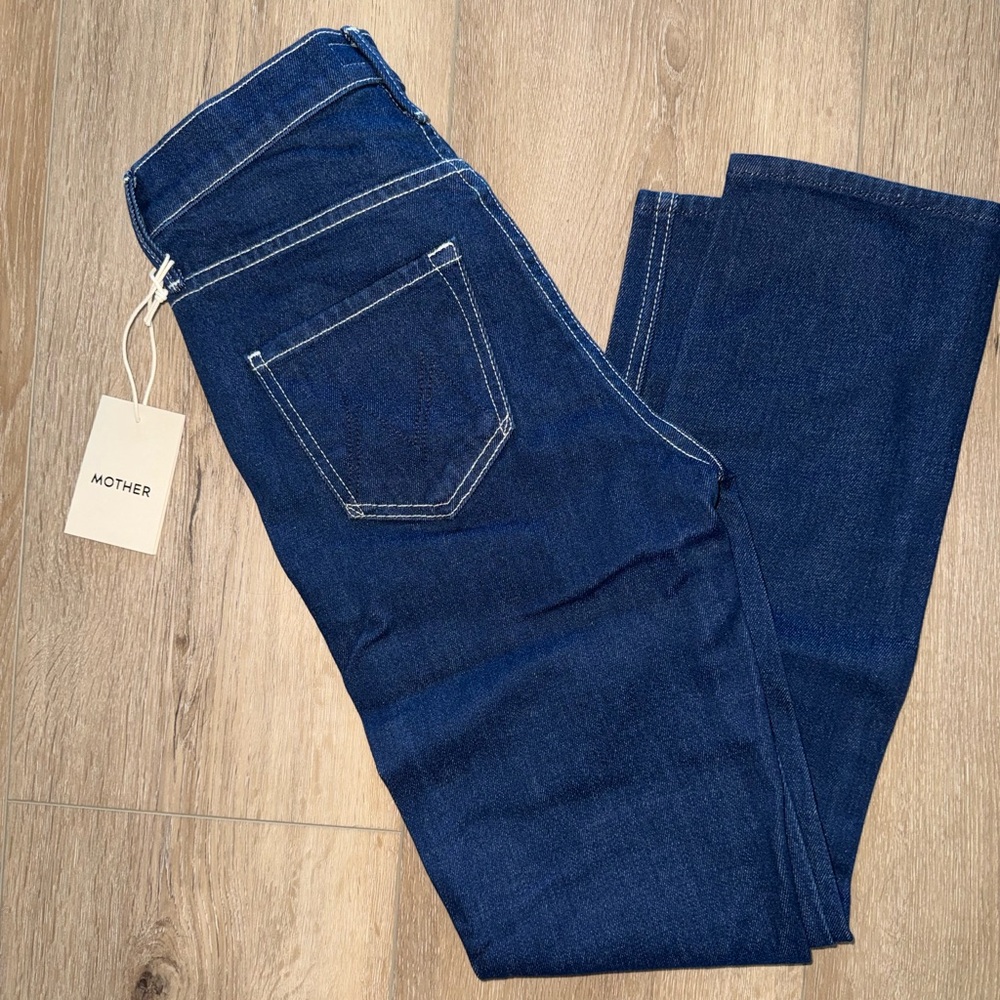 NWT Mother The Double Dazzler Blue Ooh La La Skinny Jeans size 24